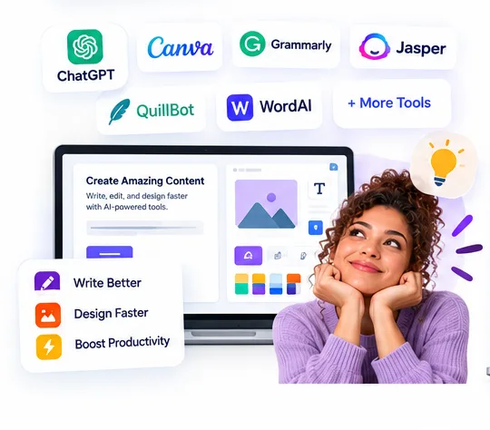 AI content and design tools: ChatGPT, Canva, Grammarly, Jasper, QuillBot and WordAI